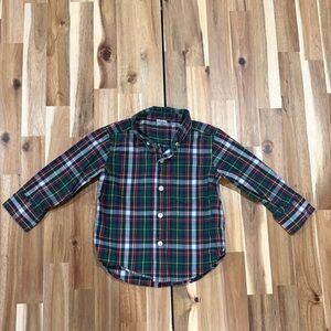 🎄 Baby GAP Holiday Plaid Button Down Shirt-Size 18-24 months